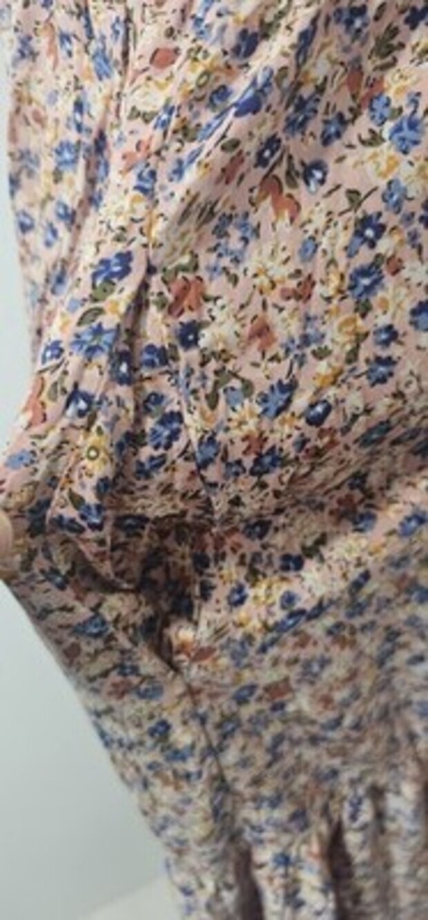 Manydress Womens Casual Floral Print Dress Layered Swing Boho Maxi Pockets Sz L - Picture 12 of 12